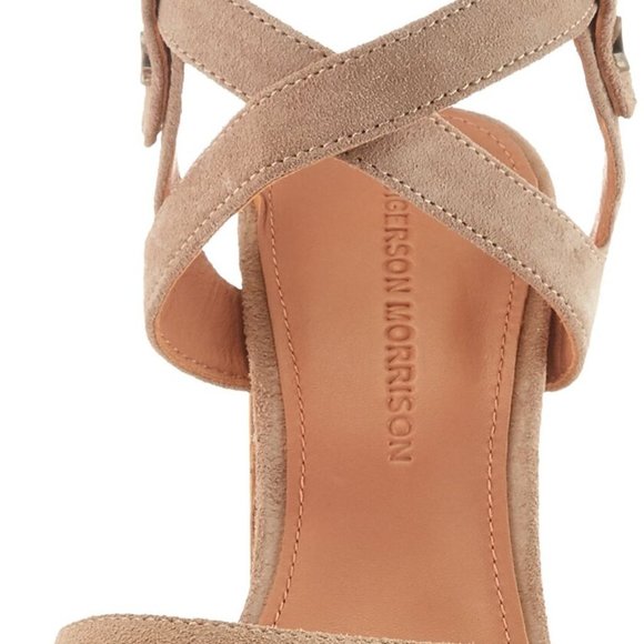 SIGERSON MORRISON Paulina2 Block Cork Heel Suede Beige Sandals Size 7 1/2 - Picture 5 of 5